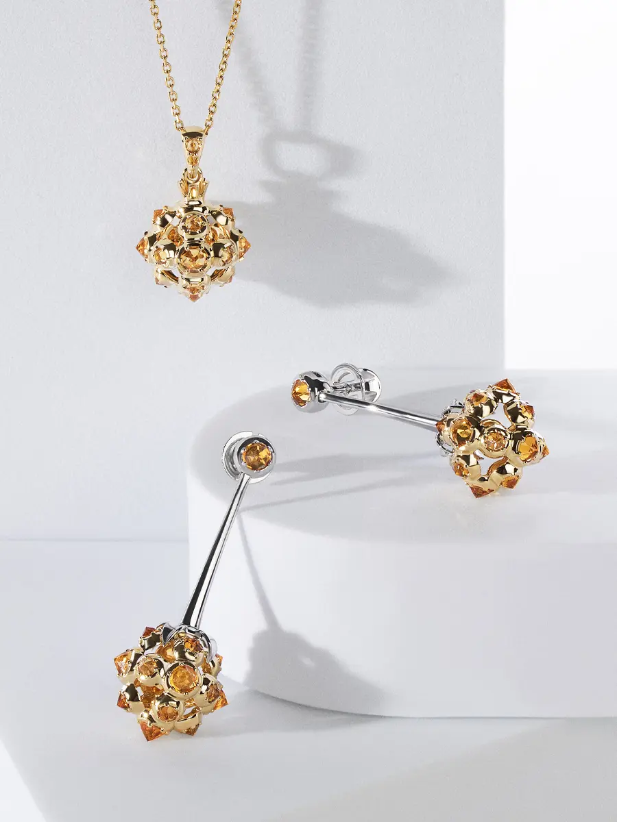 Серьги «Морошка» с цитринами