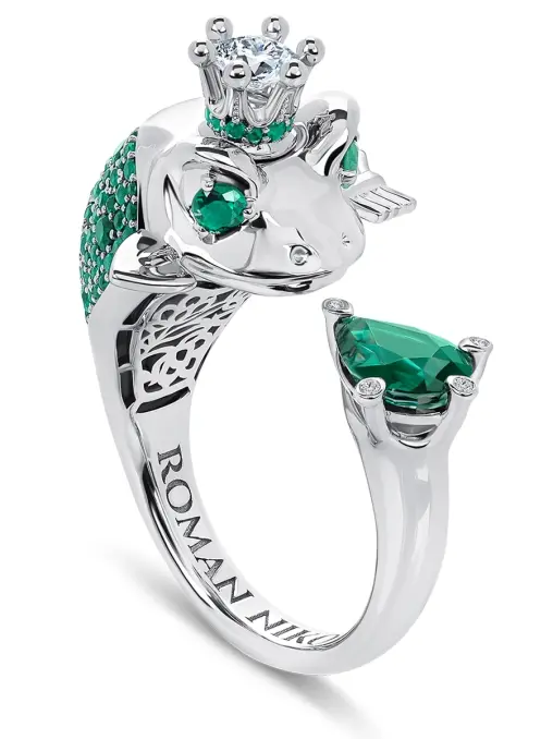 Кольцо «Царевна-лягушка» с изумрудами и бриллиантами ROMAN NIKONOV