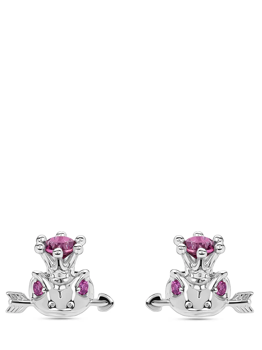 Пусеты «Царевна-лягушка» с топазами и родолитами