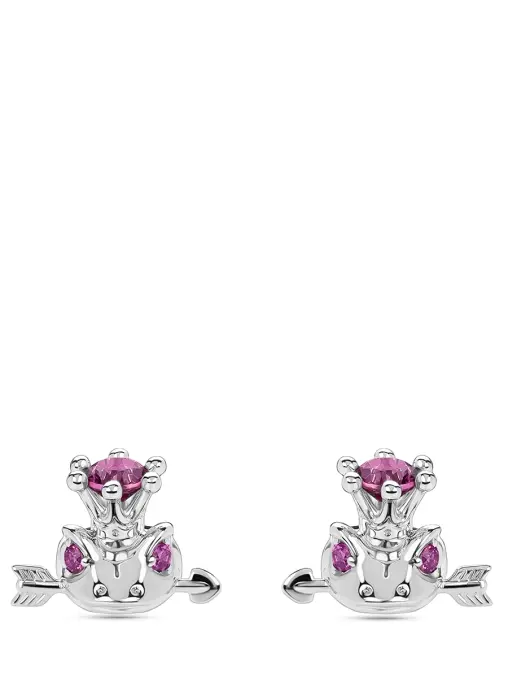 Пусеты «Царевна-лягушка» с топазами и родолитами ROMAN NIKONOV