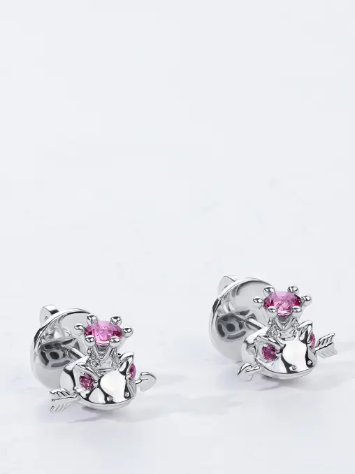 Пусеты «Царевна-лягушка» с топазами и родолитами ROMAN NIKONOV