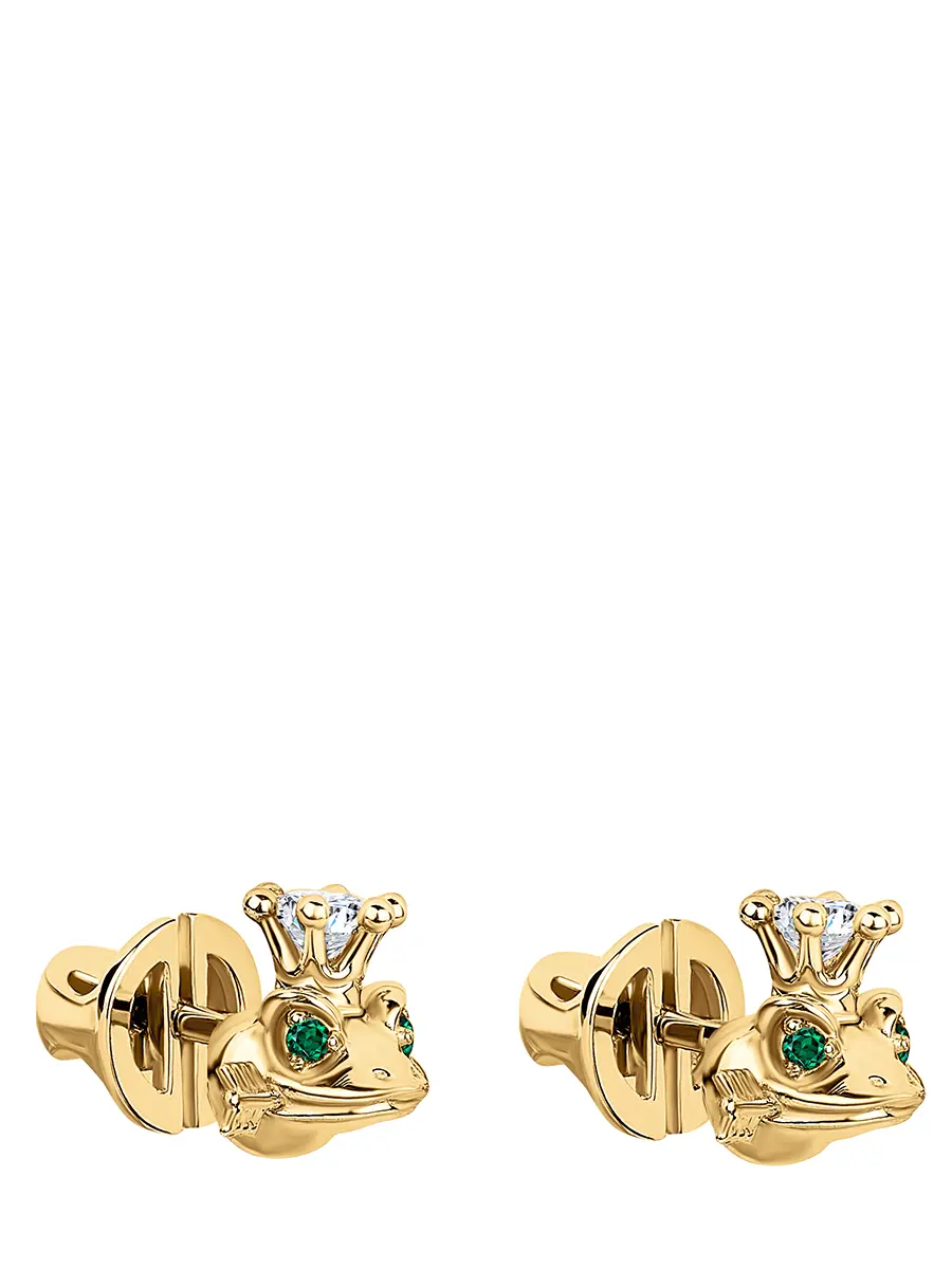 Пусеты «Царевна-лягушка» с бриллиантами и изумрудами