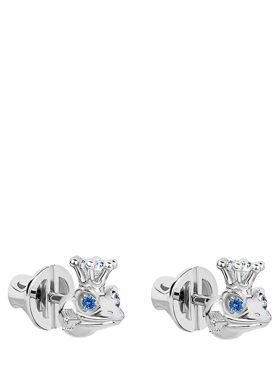 Пусеты «Царевна-лягушка» с бриллиантами и сапфирами