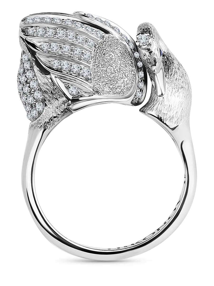 Кольцо «Царевна-лебедь» с бриллиантами и сапфирами