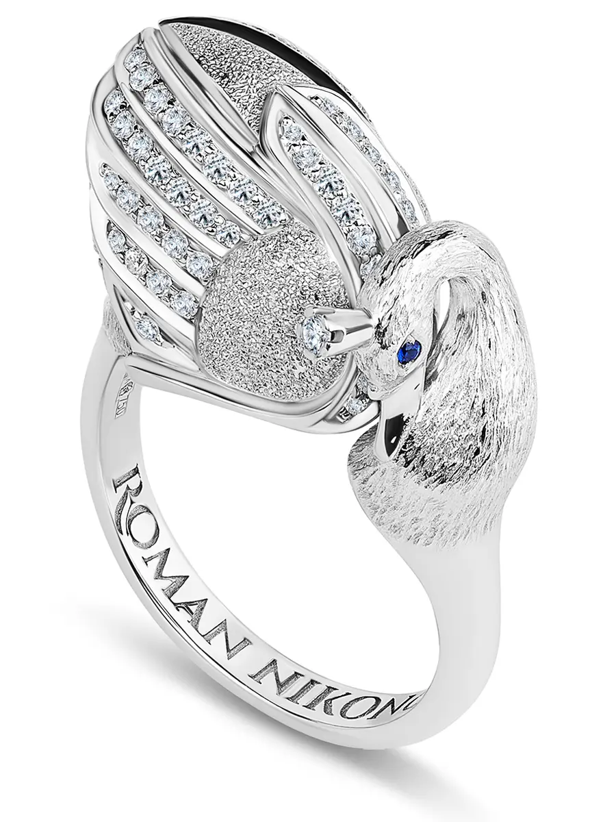 Кольцо «Царевна-лебедь» с бриллиантами и сапфирами