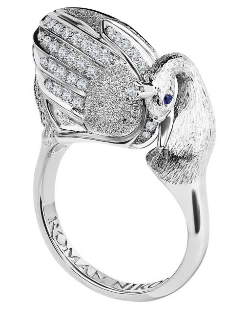 Кольцо «Царевна-лебедь» с бриллиантами и сапфирами ROMAN NIKONOV