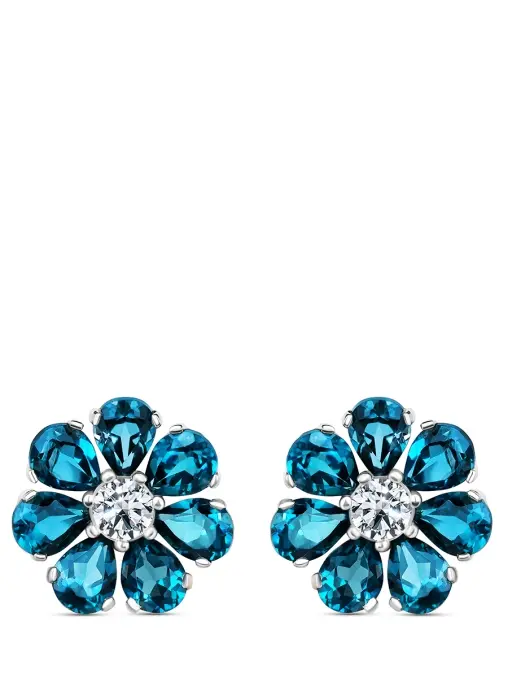 Пусеты «Цветик» с бриллиантами и топазами ROMAN NIKONOV