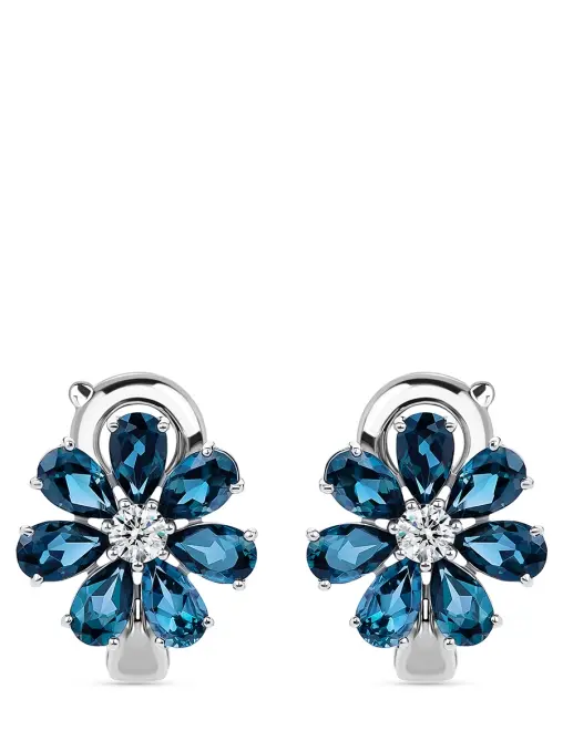 Пусеты «Цветик» с бриллиантами и топазами ROMAN NIKONOV