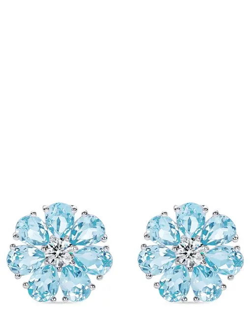 Пусеты «Цветик» с бриллиантами и топазами ROMAN NIKONOV