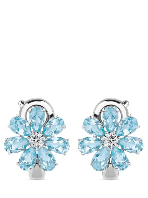 Пусеты «Цветик» с бриллиантами и топазами ROMAN NIKONOV