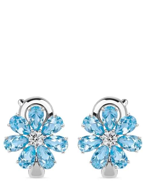 Пусеты «Цветик» с бриллиантами и топазами ROMAN NIKONOV