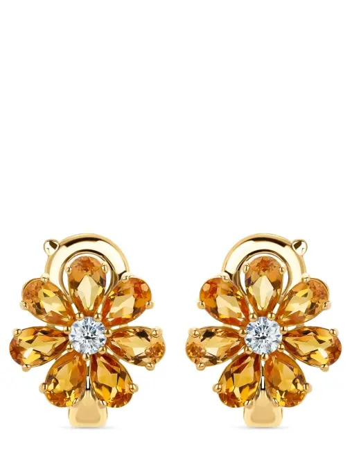 Пусеты «Цветик» с бриллиантами и цитринами ROMAN NIKONOV