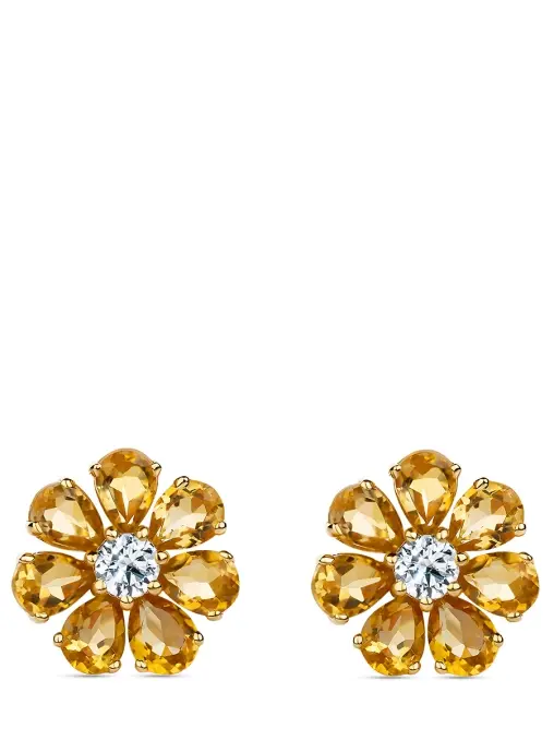 Пусеты «Цветик» с бриллиантами и цитринами ROMAN NIKONOV