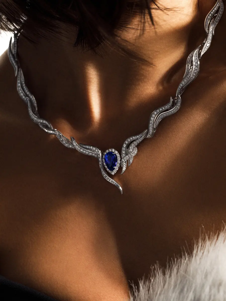 Колье «По щучьему велению» с бриллиантами и танзанитом