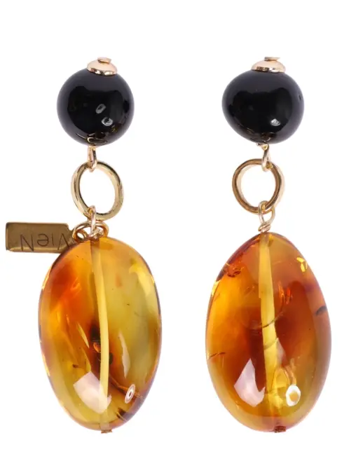 Запонки с янтарем и агатом VIEN