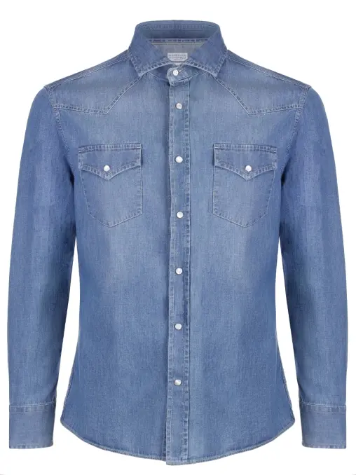 Рубашка Regular Fit джинсовая BRUNELLO CUCINELLI