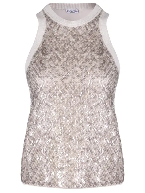 Топ хлопковый c пайетками BRUNELLO CUCINELLI