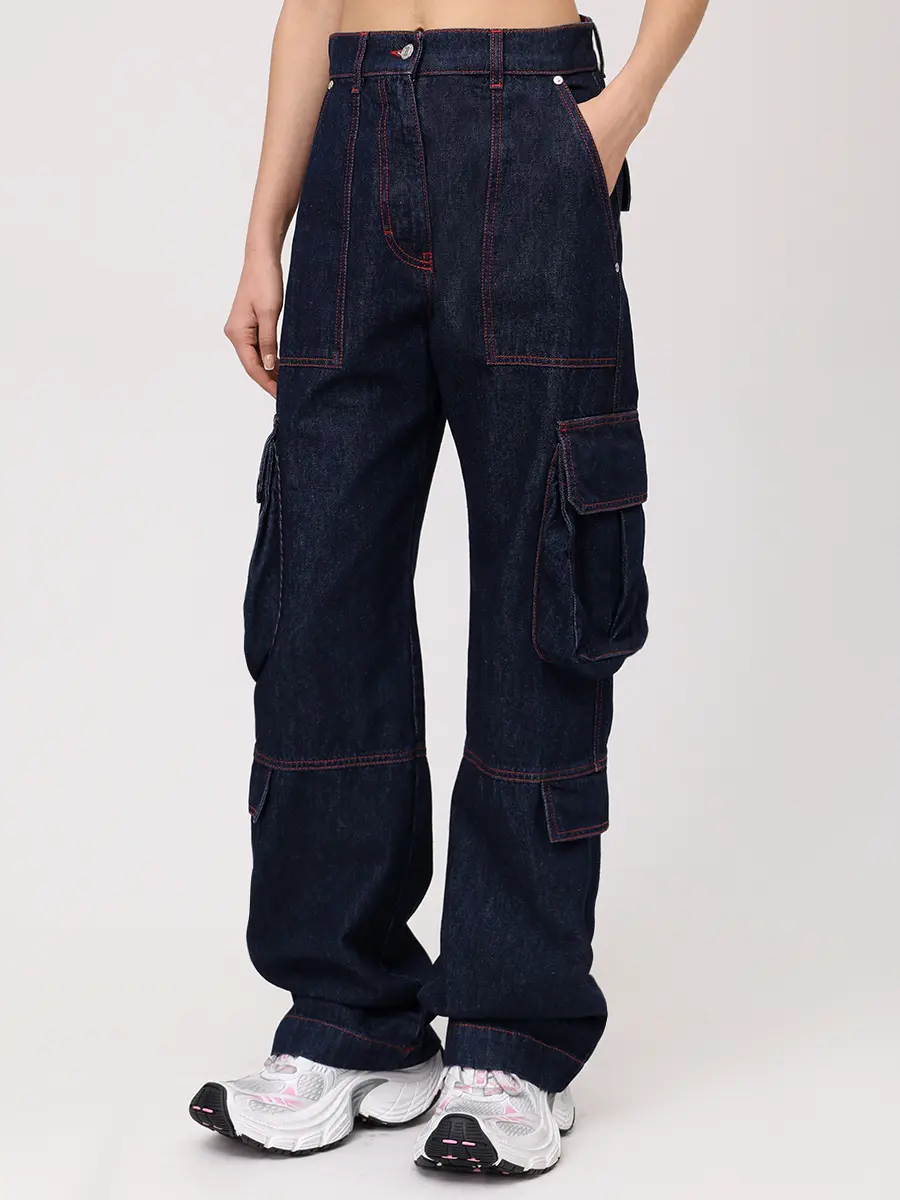 Джинсы-карго хлопковые