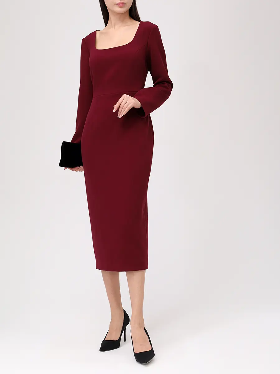 Платье-футляр однотонное