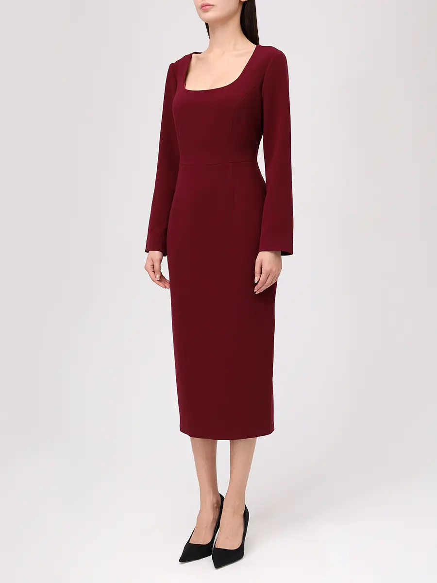 Платье-футляр однотонное