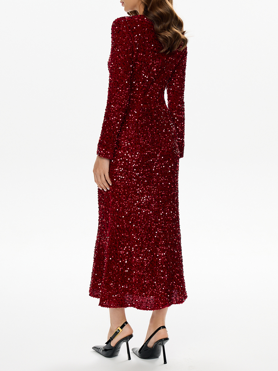 Платье бархатное с пайетками