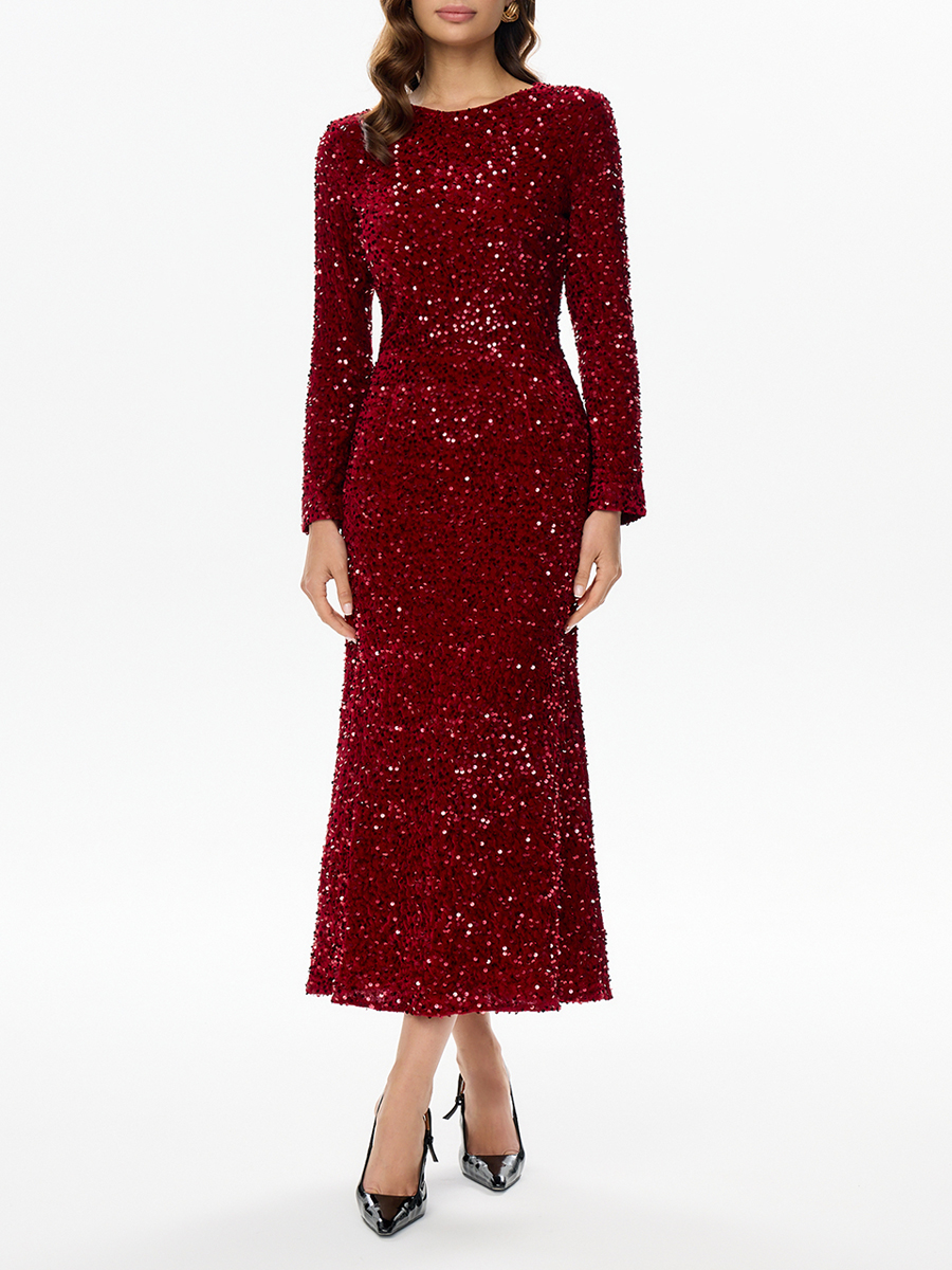 Платье бархатное с пайетками