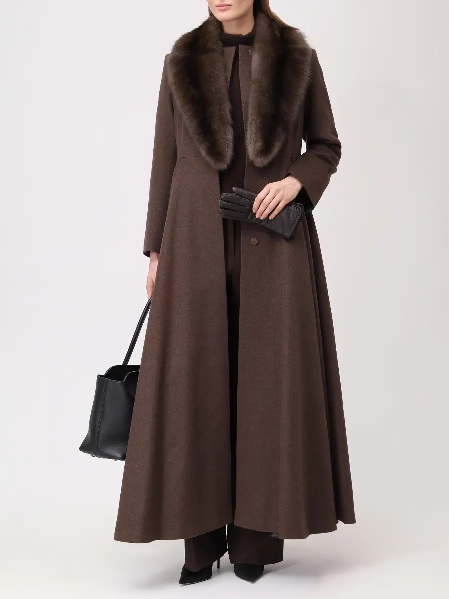 Пальто кашемировое с мехом соболя