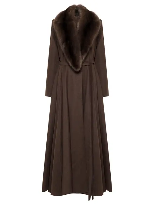 Пальто кашемировое с мехом соболя ELISABETTA