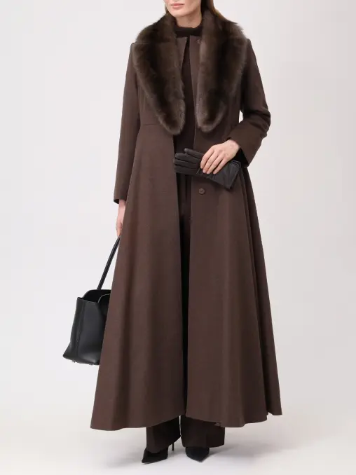 Пальто кашемировое с мехом соболя ELISABETTA