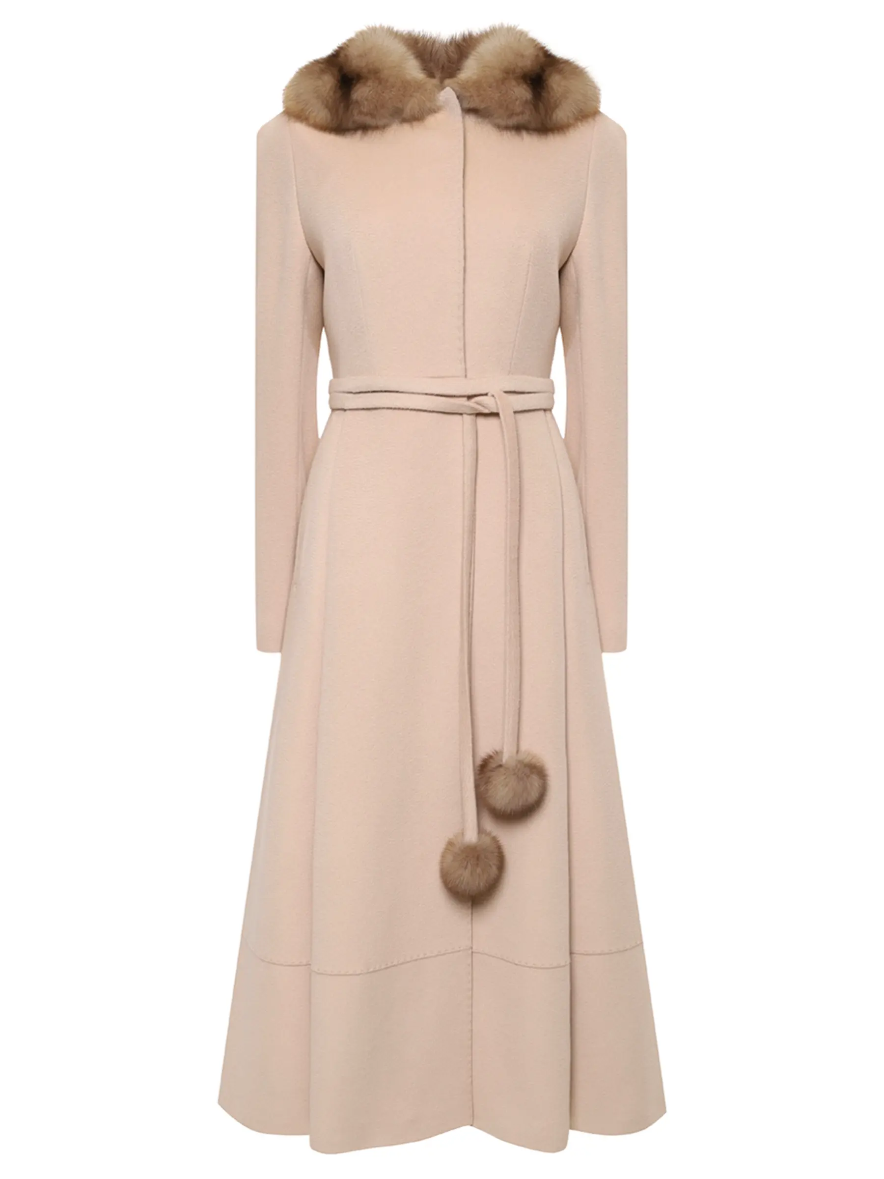 Пальто шерстяное с мехом соболя