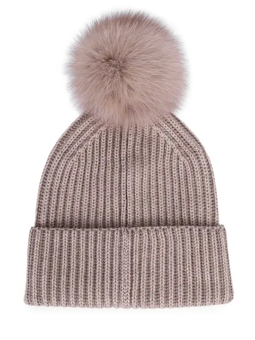 Шапка Бриошь шерстяная с мехом соболя BLACK SABLE