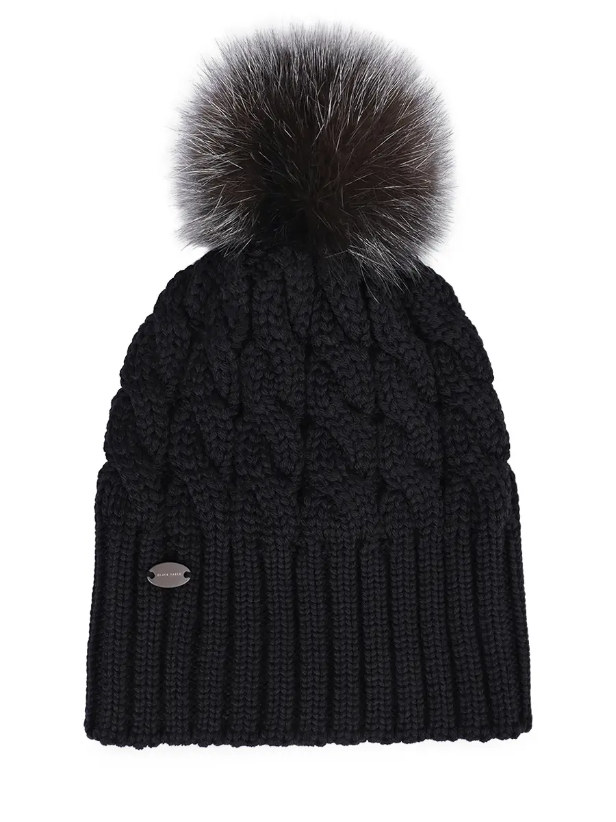 Шапка Mona шерстяная с мехом соболя