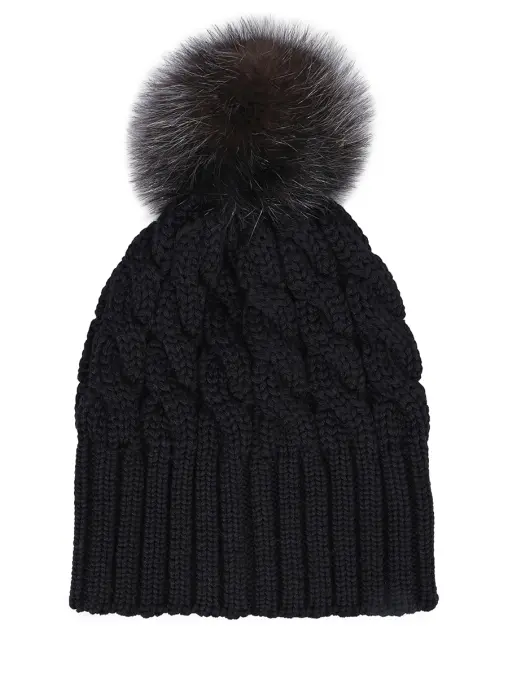 Шапка Mona шерстяная с мехом соболя BLACK SABLE