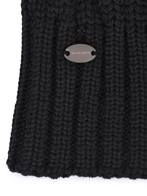 Шапка Mona шерстяная с мехом соболя BLACK SABLE