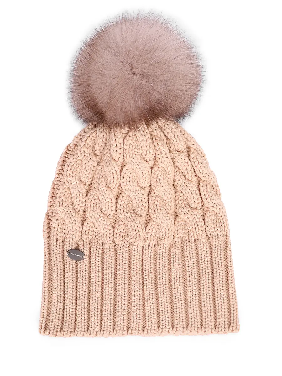 Шапка Mona шерстяная с мехом соболя