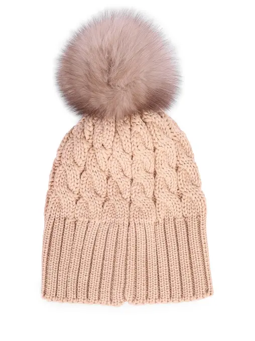 Шапка Mona шерстяная с мехом соболя BLACK SABLE