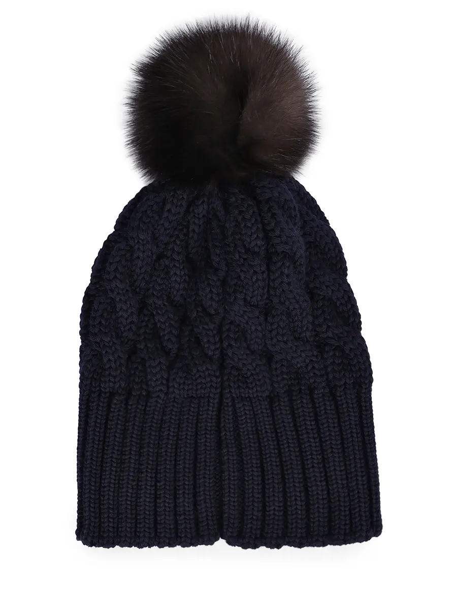 Шапка Mona шерстяная с мехом соболя