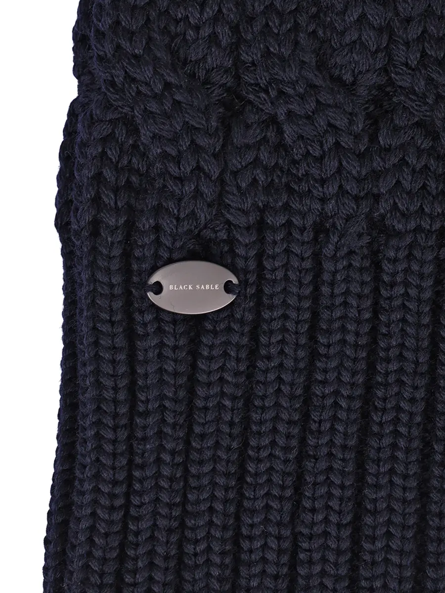 Шапка Mona шерстяная с мехом соболя