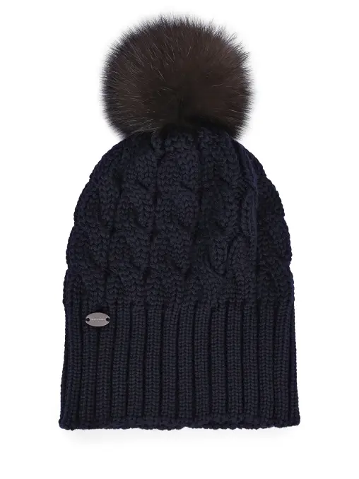 Шапка Mona шерстяная с мехом соболя BLACK SABLE