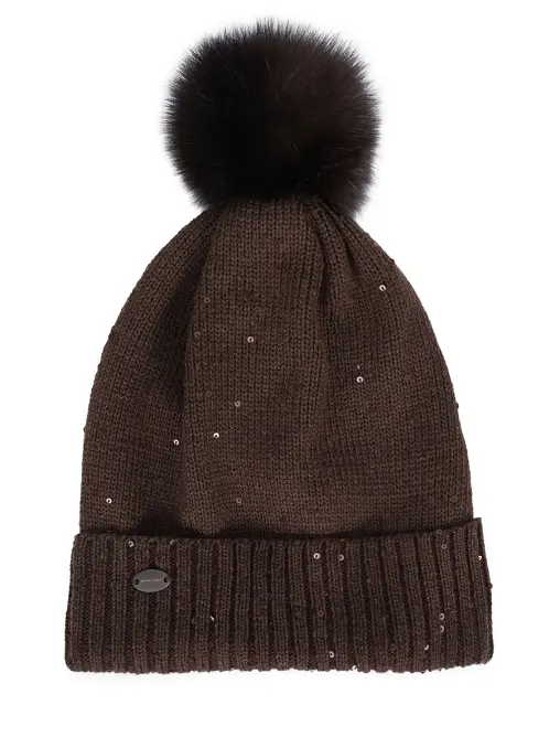 Шапка кашемировая с мехом соболя BLACK SABLE