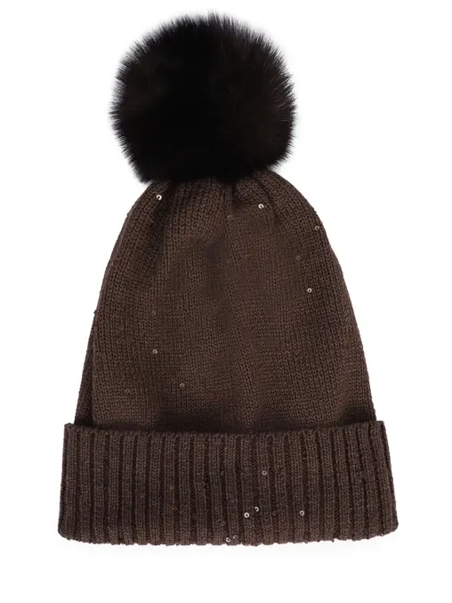 Шапка кашемировая с мехом соболя BLACK SABLE