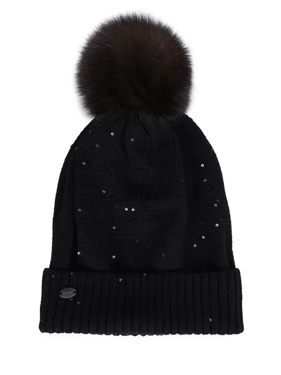 Шапка кашемировая с мехом соболя