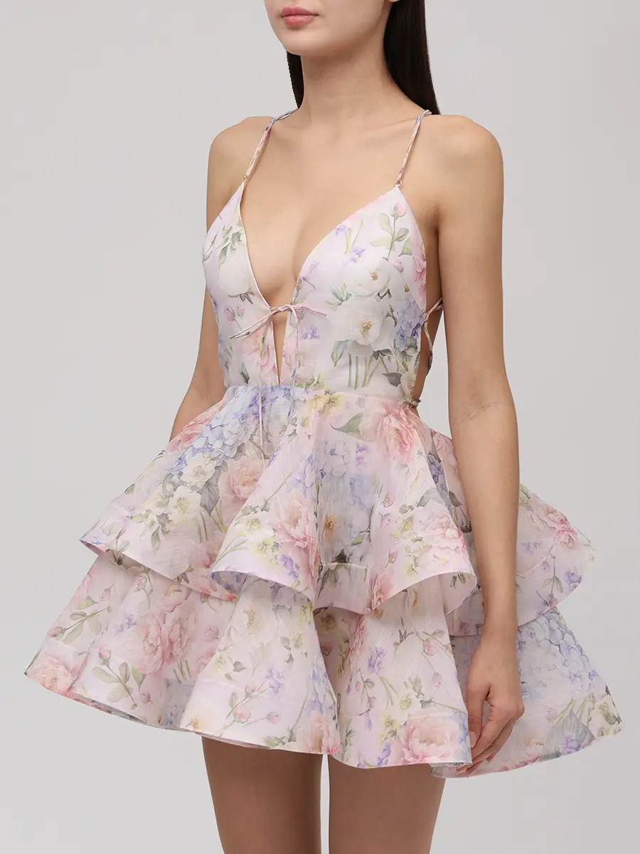 Платье из шелка и льна Anemone Du Japon