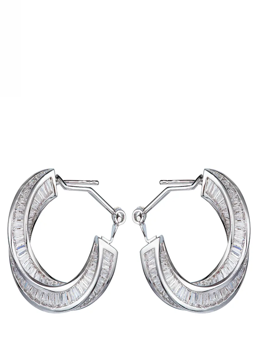 Серьги-кольца с фианитами Crush