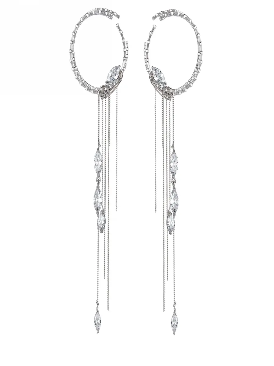 Серьги-кольца с подвеской и цепочками