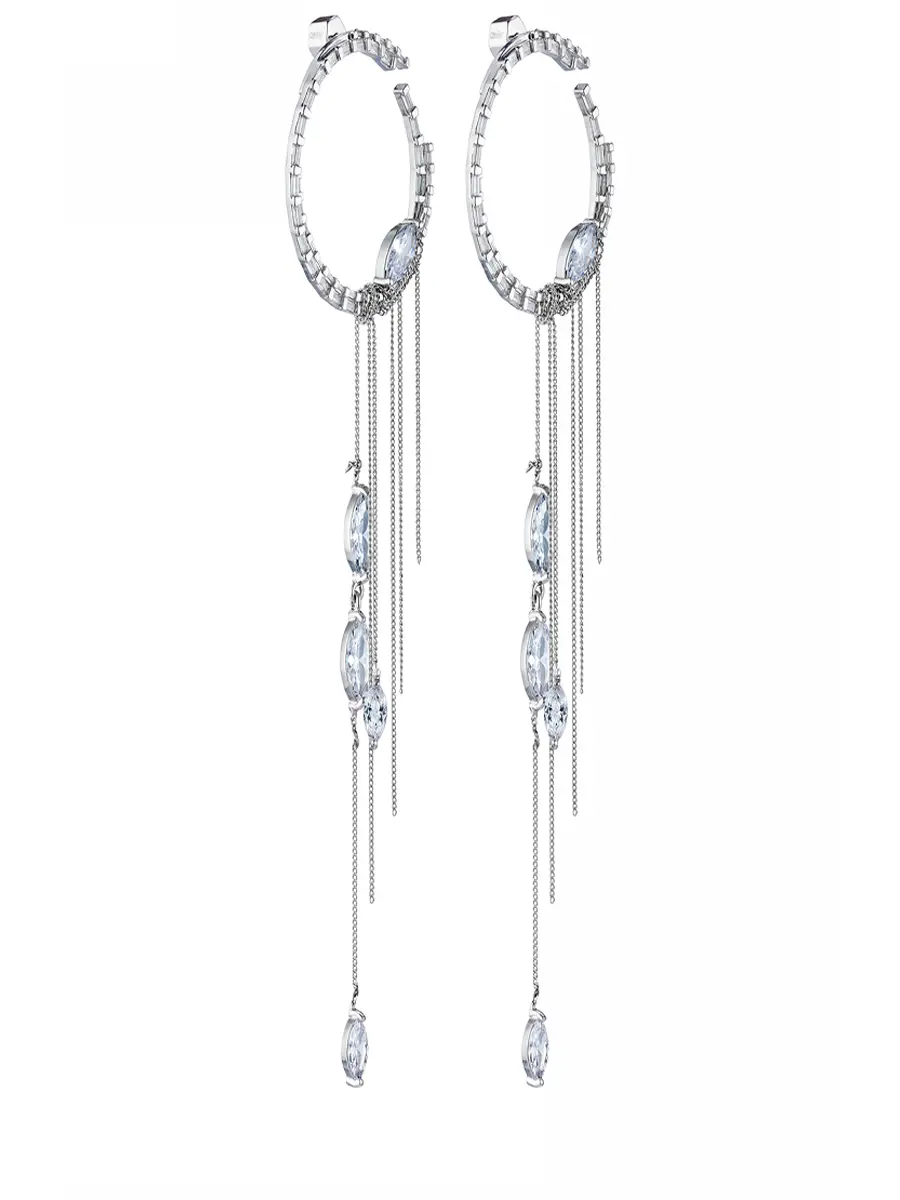 Серьги-кольца с подвеской и цепочками