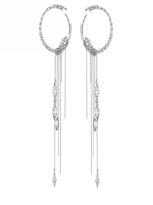 Серьги-кольца с подвеской и цепочками CAVIAR JEWELLERY