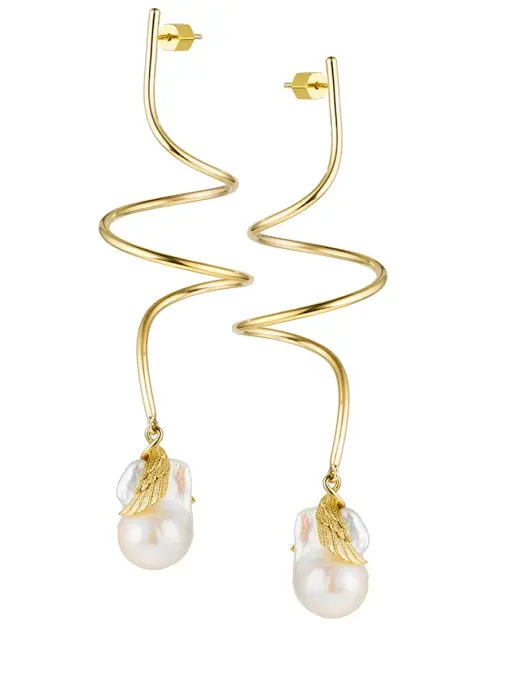 Серьги-спираль с барочной жемчужиной Drowning To Embrace CAVIAR JEWELLERY