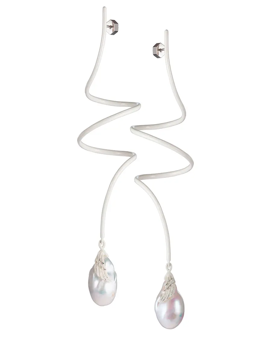 Серьги-спираль с барочной жемчужиной