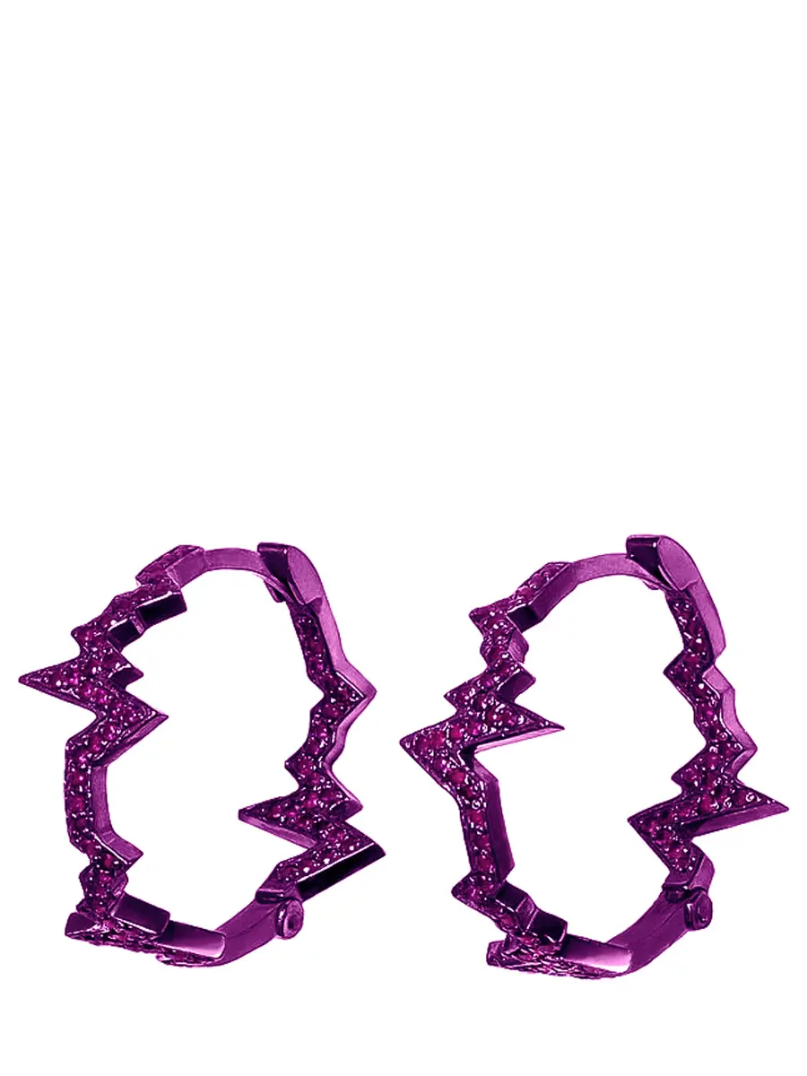 Серьги-кольца пульс с рубином